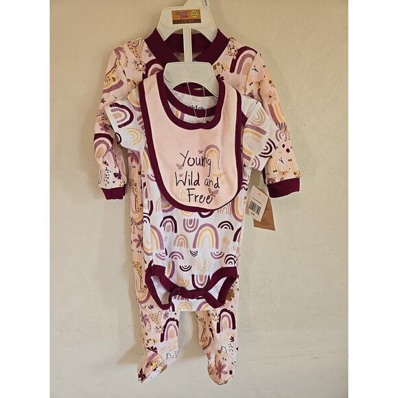 CHICKPEA Baby 3-PC. Cotton Bodysuit Pants & Bib Set 6/9 months - Picture 1 of 11